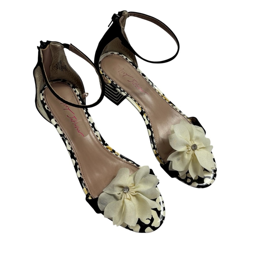 Betsey Johnson floral ankle strap heels